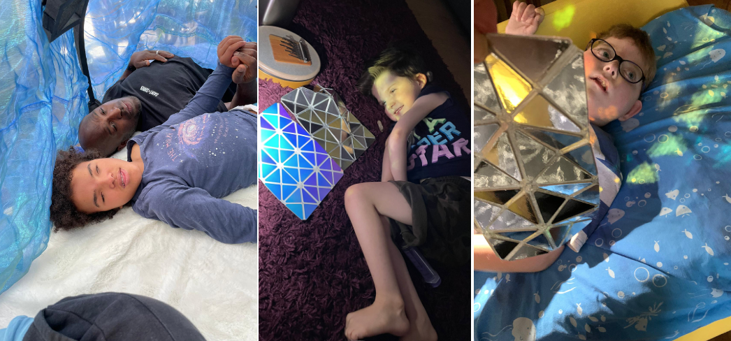 Panel of 3 photos of young people experiencing Space to Be in their homes