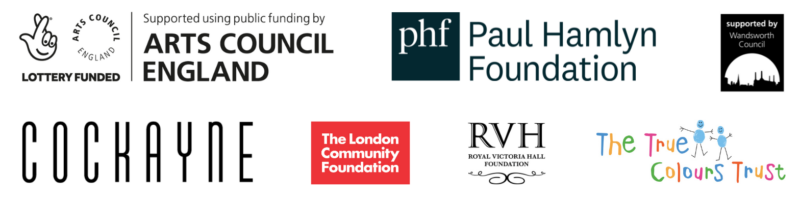 When the World Turns funder logos: Arts Council England, Paul Hamlyn Foundation, Wandsworth Council, Cockayne Foundation, The London Community Foundation, Royal Victoria Hall Foundation, The True Colours Trust