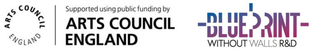 The Arts Council England logo and Blueprint Without Walls R&D logo 