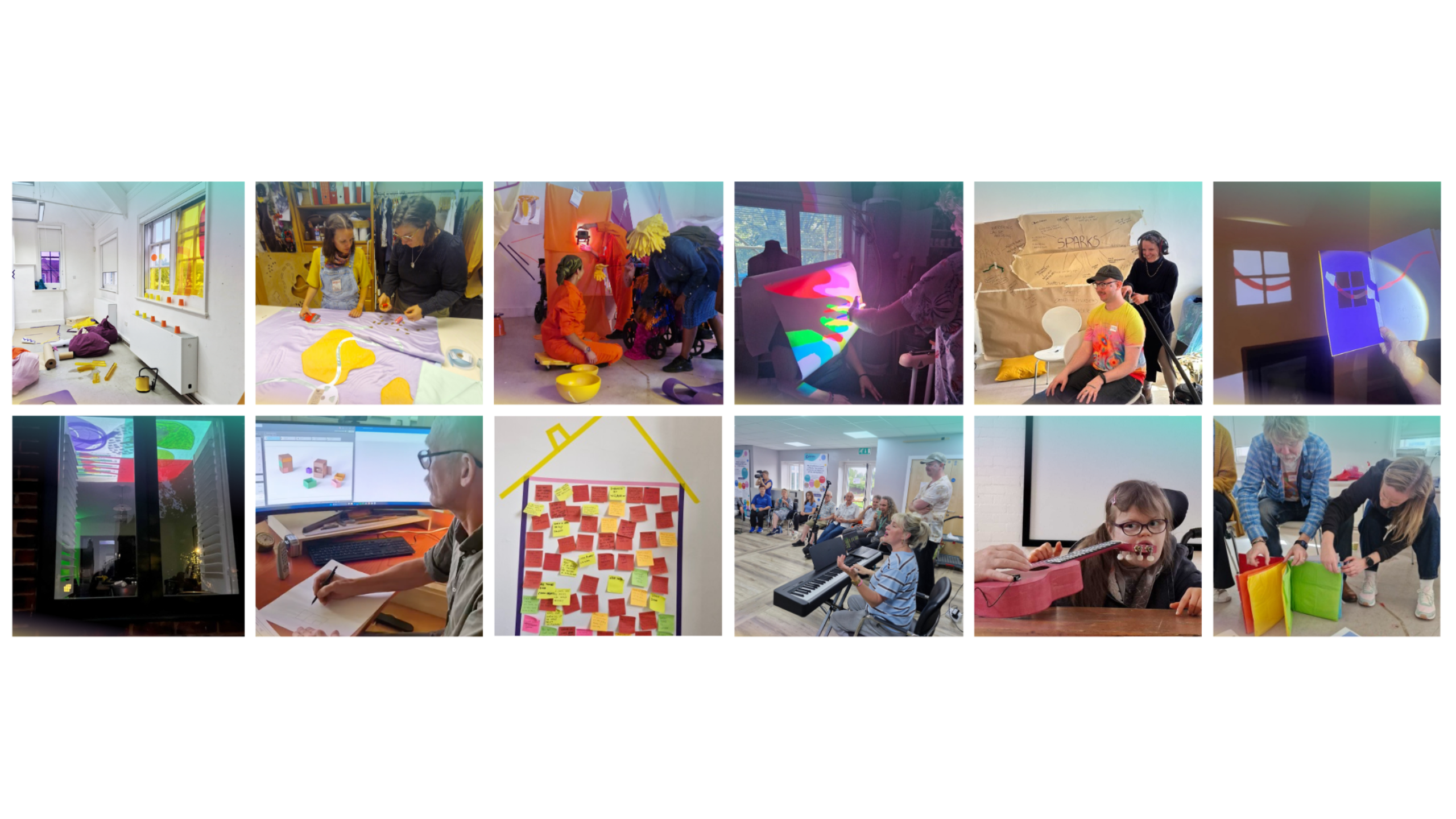 A panel of photos taken throughout the InSideWays creative process