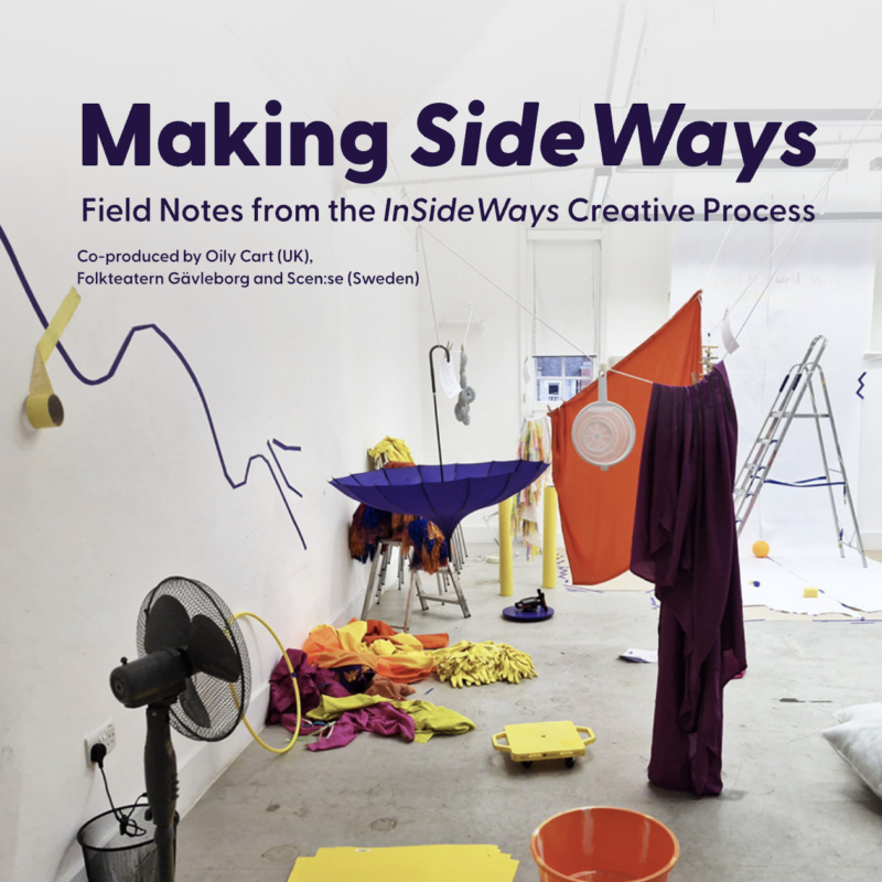 Front cover of Making SideWays. Field Notes from the InSideWays Creative Process. Co-produced by Oily Cart (UK), Folkteatern Gävleborg and Scen:se (Sweden.